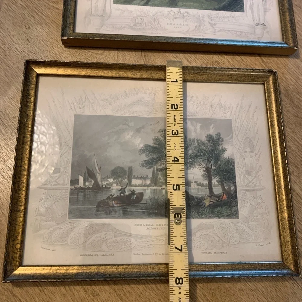 Antique Engraving 19th Century pictures with elaborate mattes